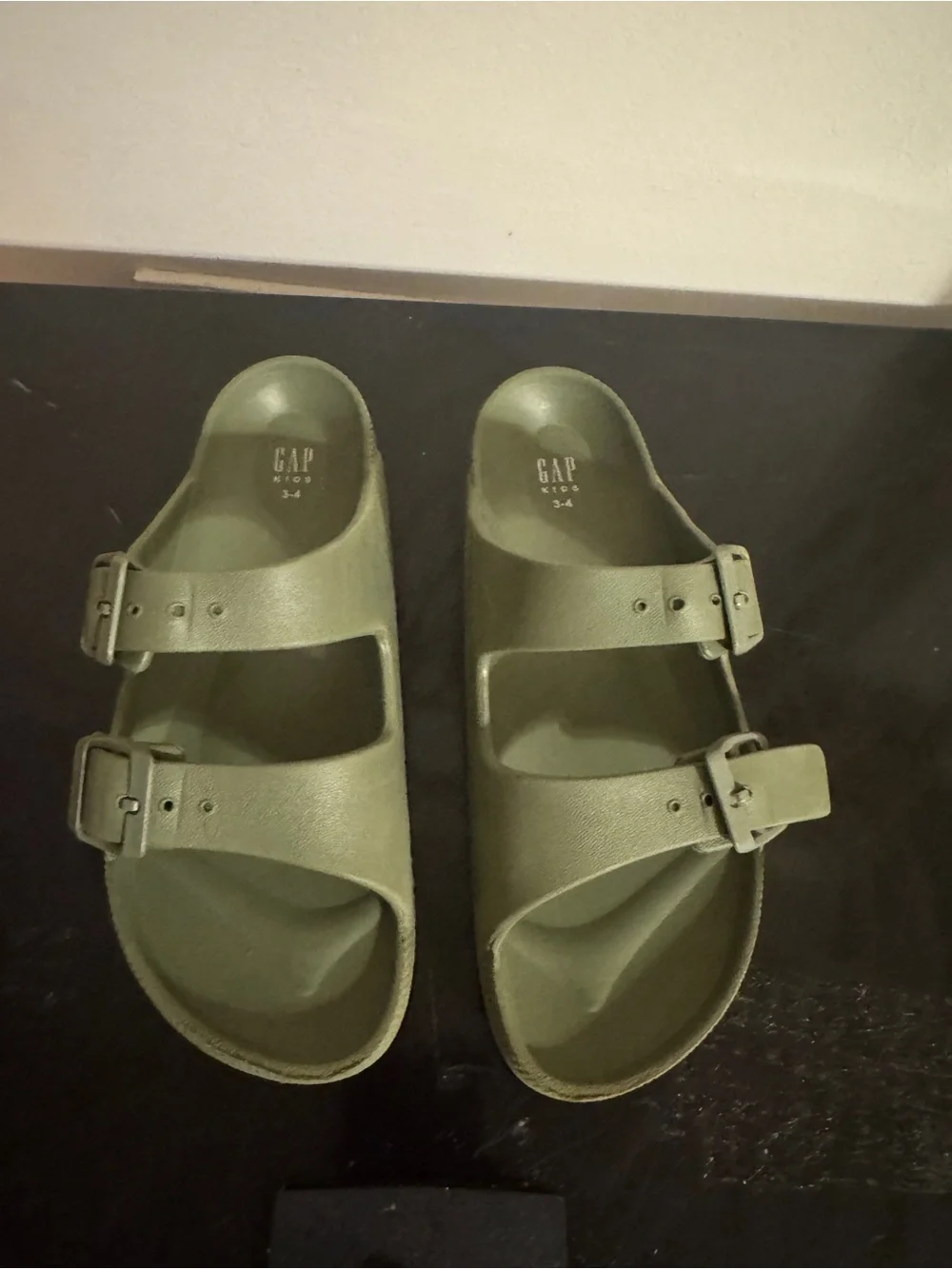 Old Navy Olive Green Double-Strap Kids Slide Sandals